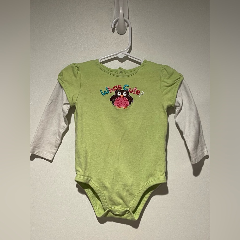 Jumping Beans Who’s Cute Embroidered Owl Long Sleeve Bodysuit Size 18 Months